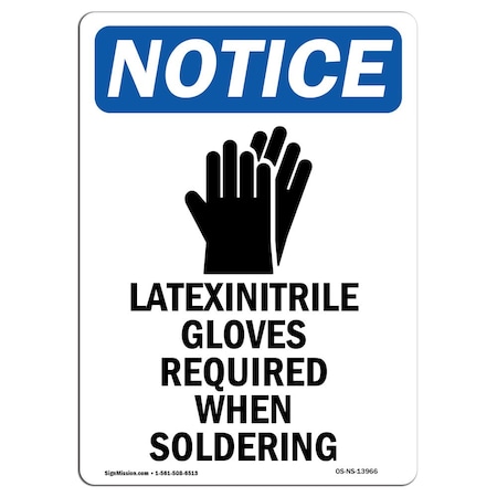 Signmission OSHA Notice Sign, Latex Nitrile Gloves With Symbol, 10in X 7in Aluminum, 7" W, 10" H, Portrait OS-NS-A-710-V-13966